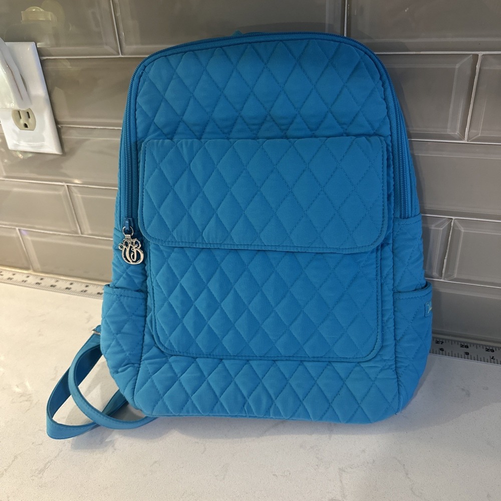 Vera Bradley Small Quilted Cotton Backpack in Retired Turquoise